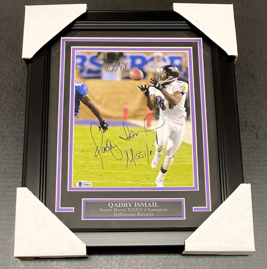 Qadry Ismail SB Xxxv Autographed 8x10 Photo Baltimore Ravens Framed