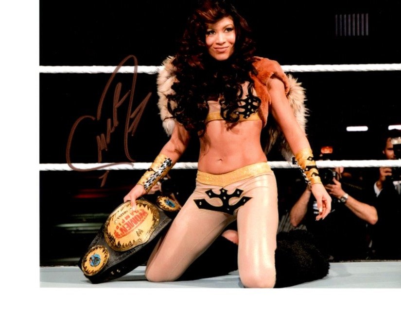 Melina Autographed 8x10 Photo with Championship Belt