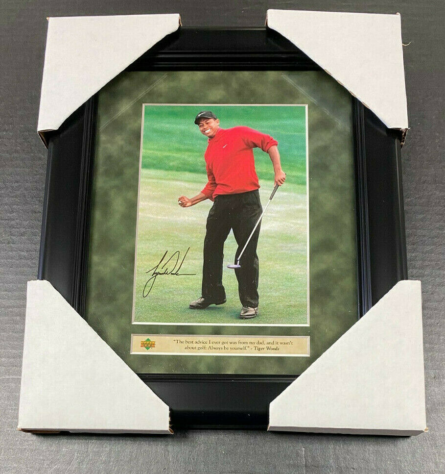 Tiger Woods Framed 8x10 Upper Deck Photo Facsimile Signature