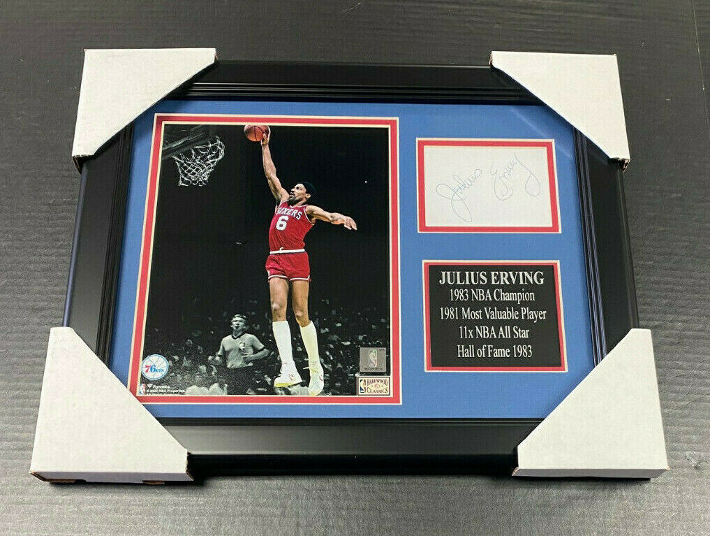 Julius Erving Dr. J Philadelphia 76ers Autographed Reprint Framed 8x10 Photo