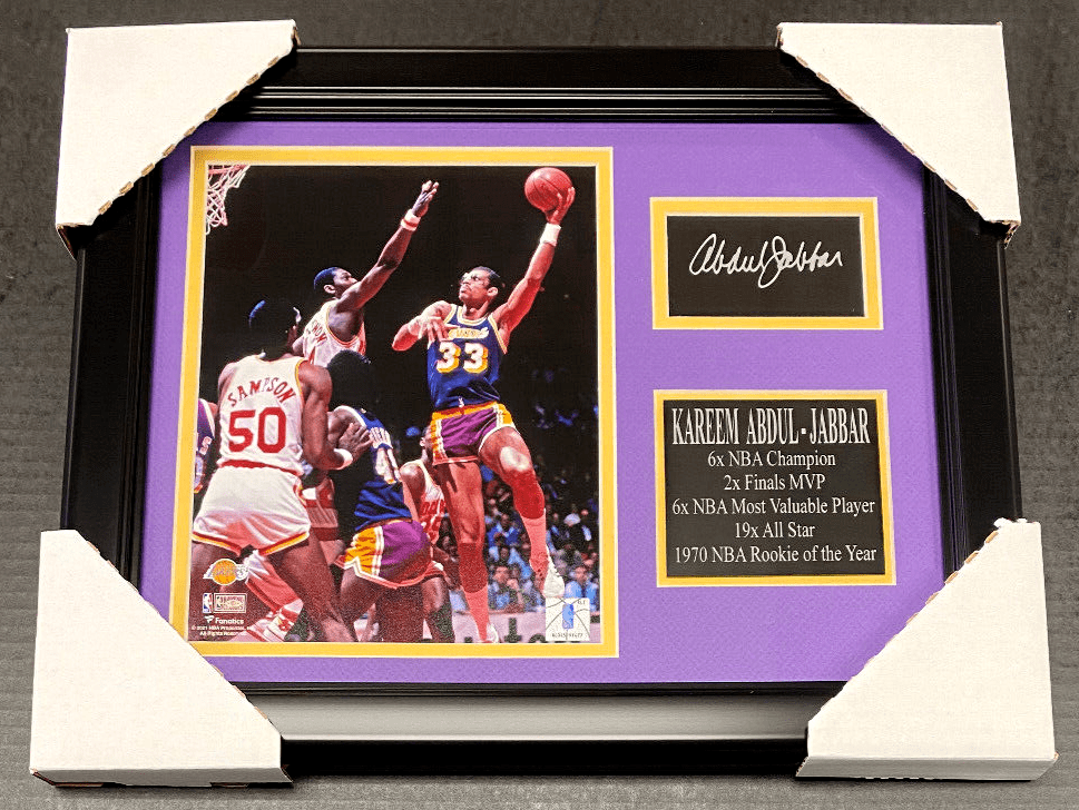 Kareem Abdul-Jabbar Lakers Laser Facsimile Autograph Plate Framed 8x10 Photo