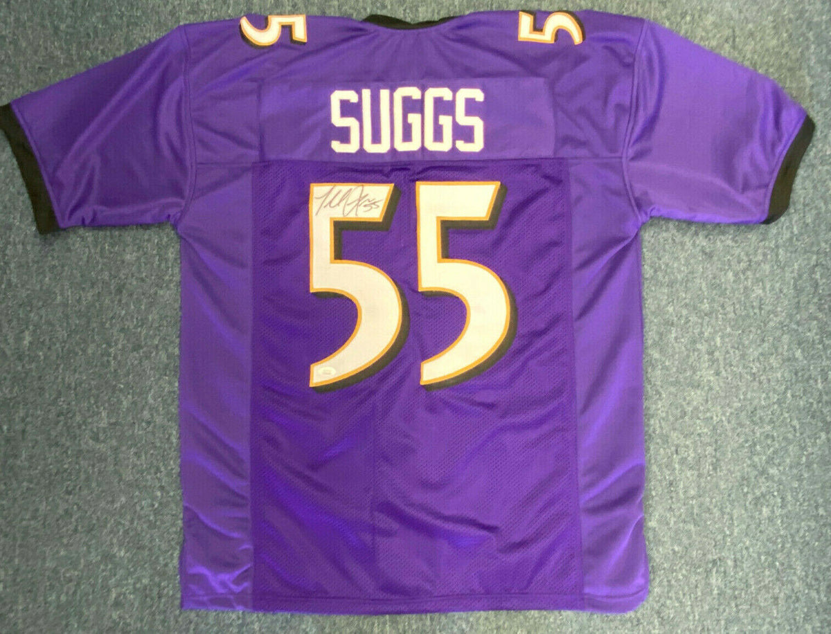 Terrell Suggs Autographed Purple Custom Jersey JSA COA
