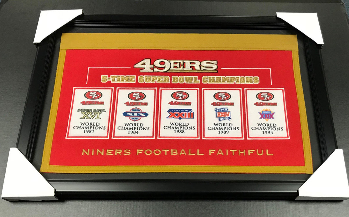 San Francisco 49ers 5X Super Bowl Champions Framed Wool Banner