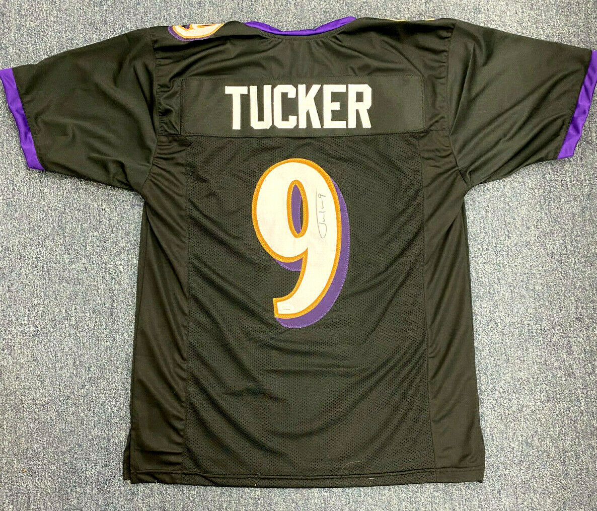 Justin Tucker Autographed Black Custom Jersey