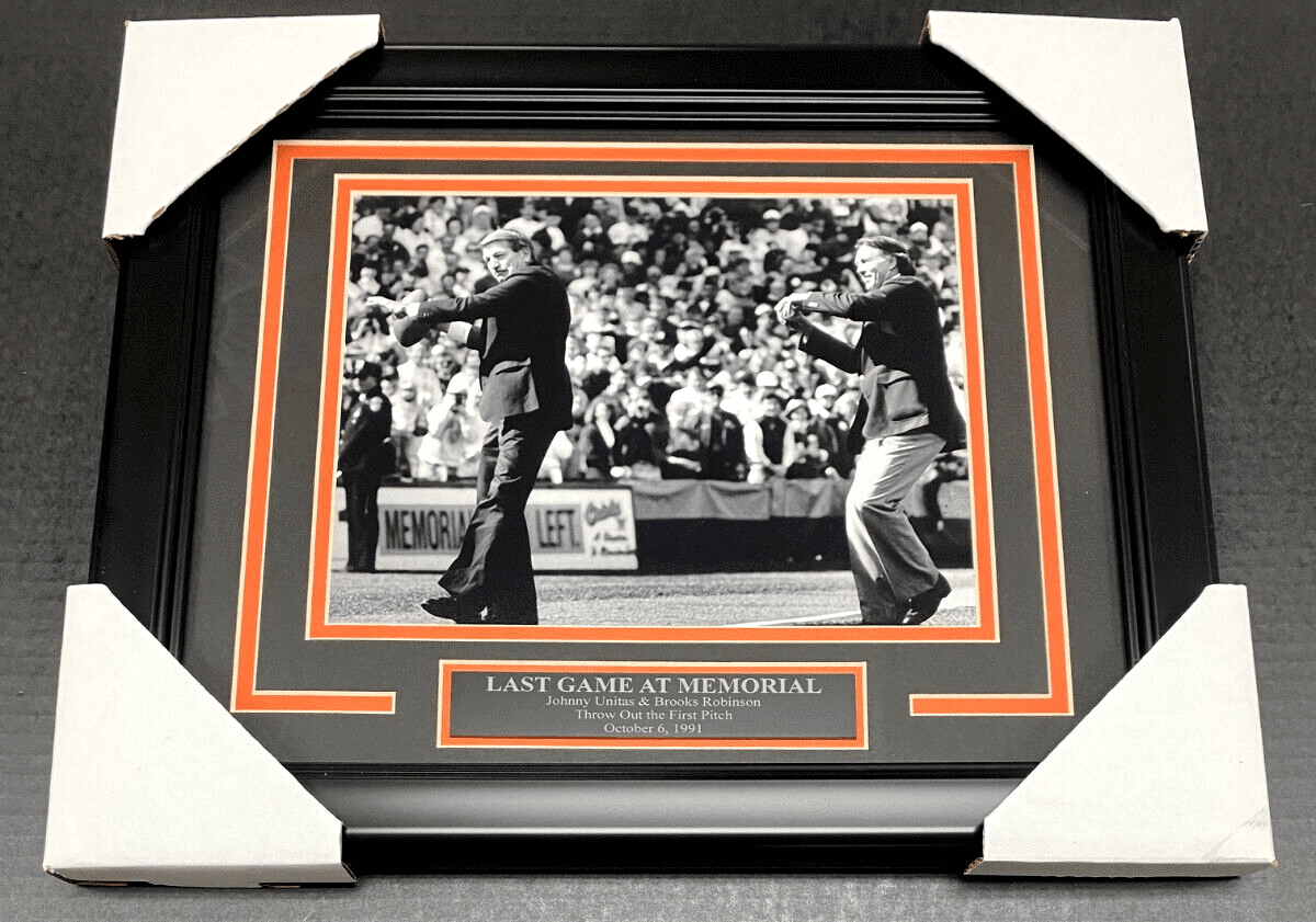Brooks Robinson Johnny Unitas Last Game at Memorial Stadium 8x10 Photo Framed