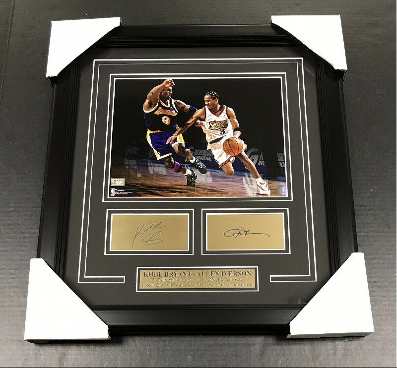 Kobe Bryant Lakers & Allen Iverson Laser Engraved Autograph Framed 8x10 Photo