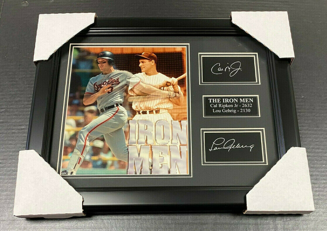 Cal Ripken Jr. Lou Gehrig Ironmen Autographed Laser Reprint Framed 8x10 Photo