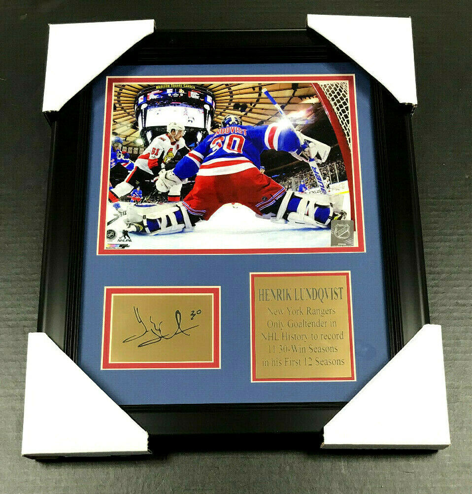 Henrik Lundqvist Rangers Laser Engraved Autograph Plate Framed 8x10 Photo