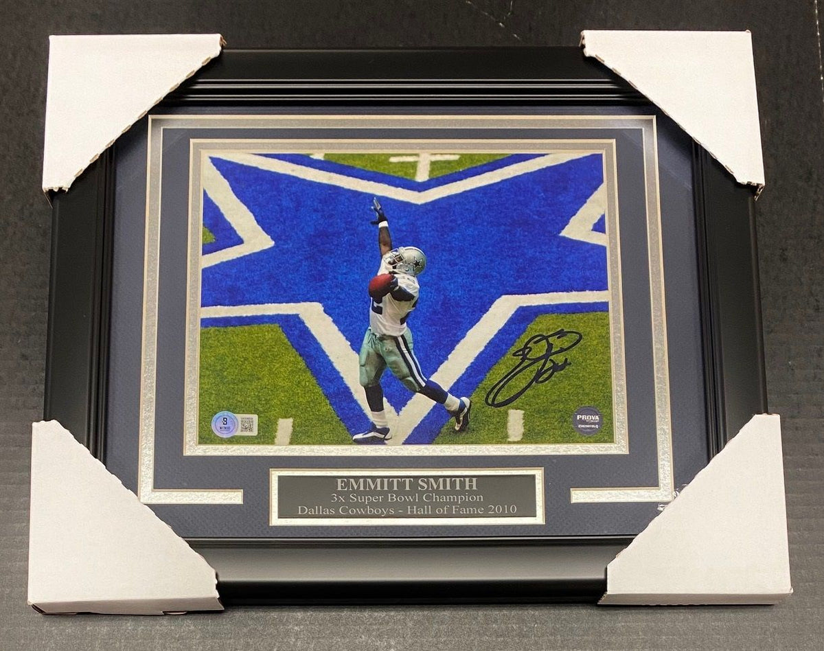 Emmitt Smith Autographed Framed 8x10 Photo Cowboys Beckett BAS