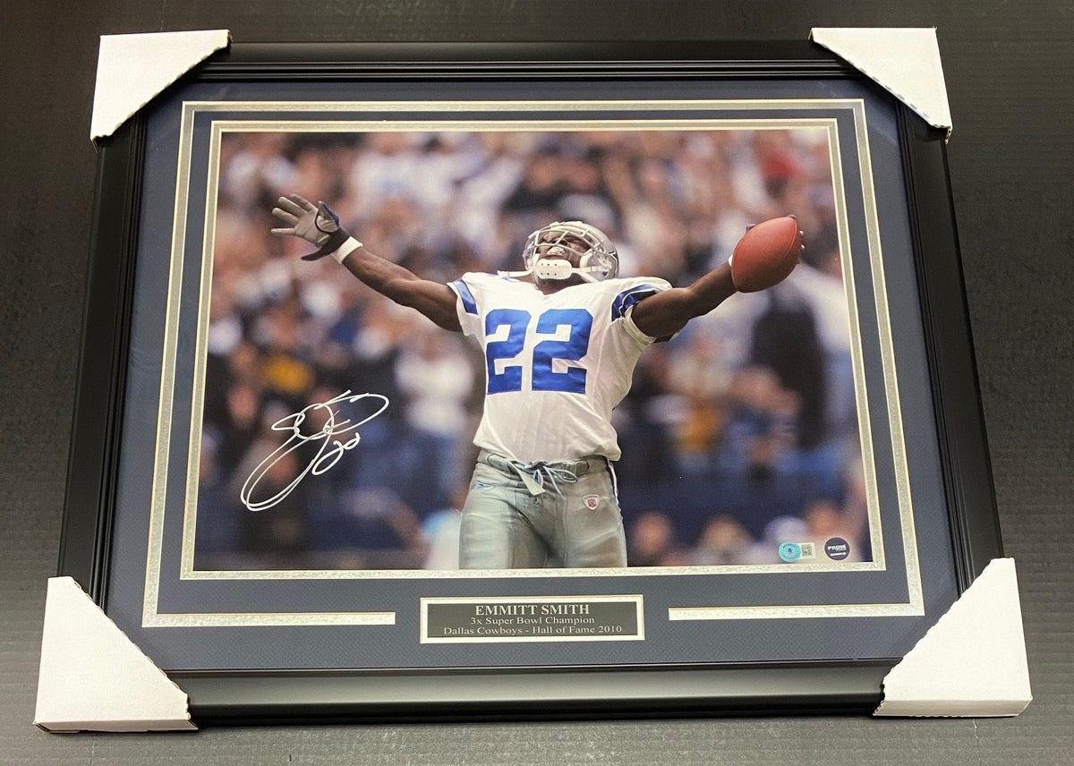 Emmitt Smith Dallas Cowboys Autographed Framed 16x20 Photo Beckett