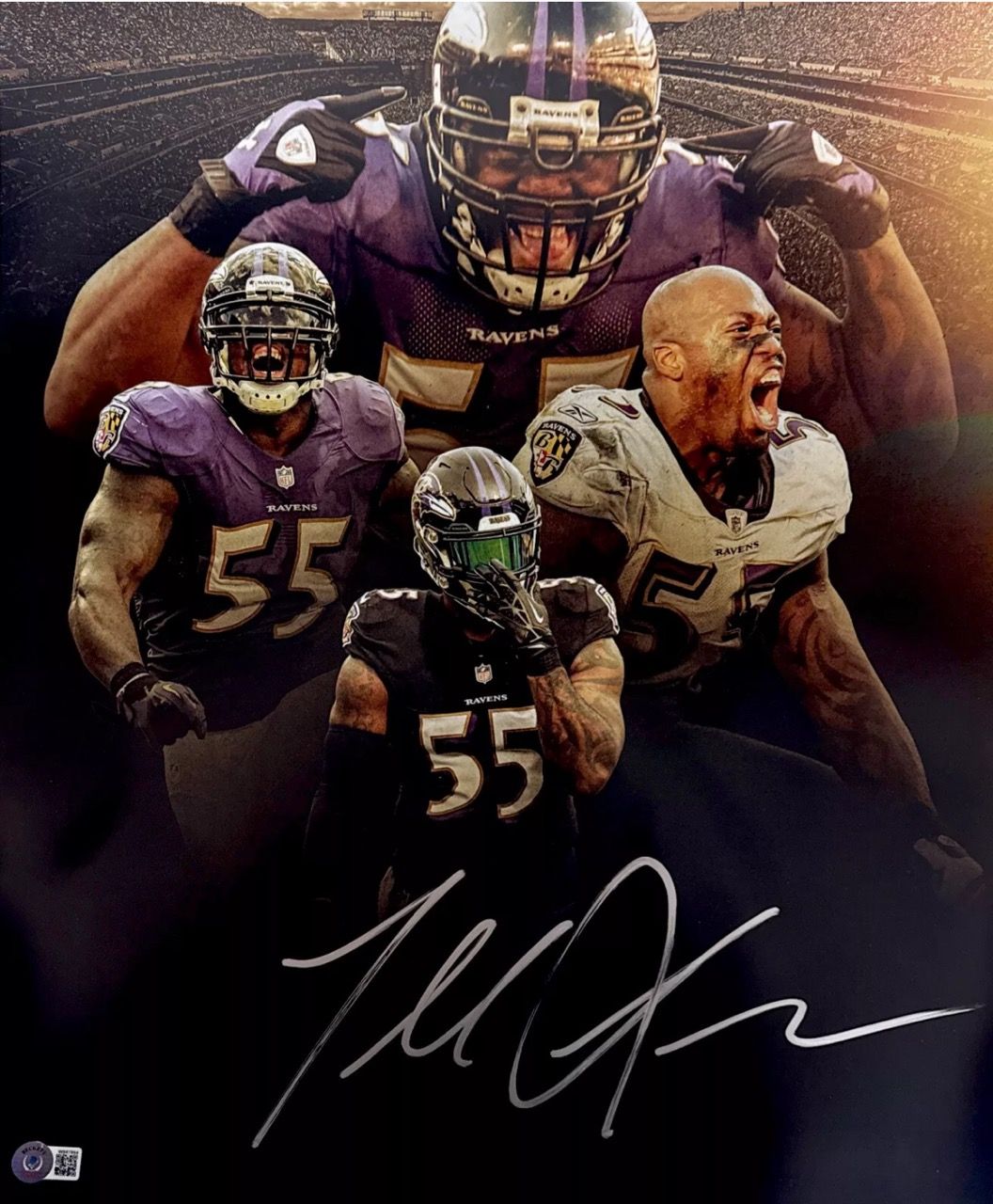 Terrell Suggs Autographed 16x20 Photo Baltimore Ravens Beckett BAS