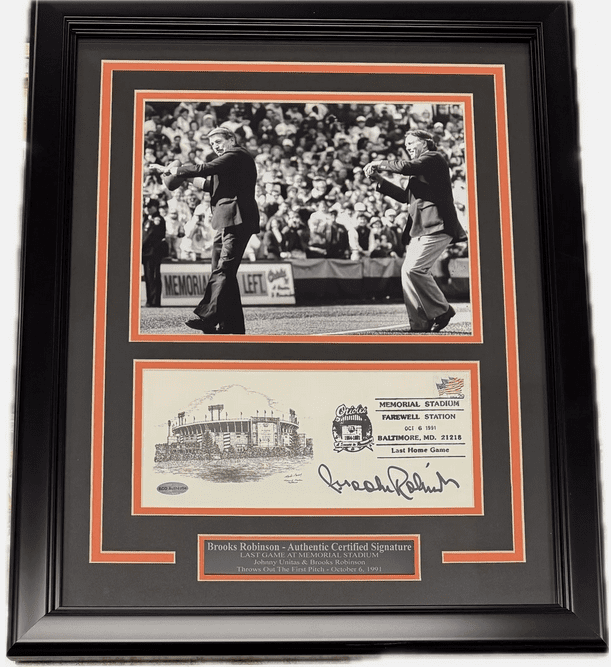 Brooks Robinson Autographed Last Game at Memorial Stadium with Johnny Unitas