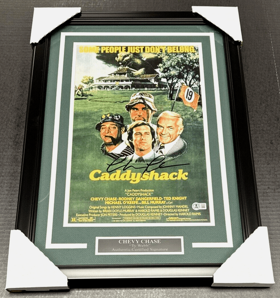 Chevy Chase Caddyshack 11x17 Autographed Movie Poster Framed with Beckett BAS