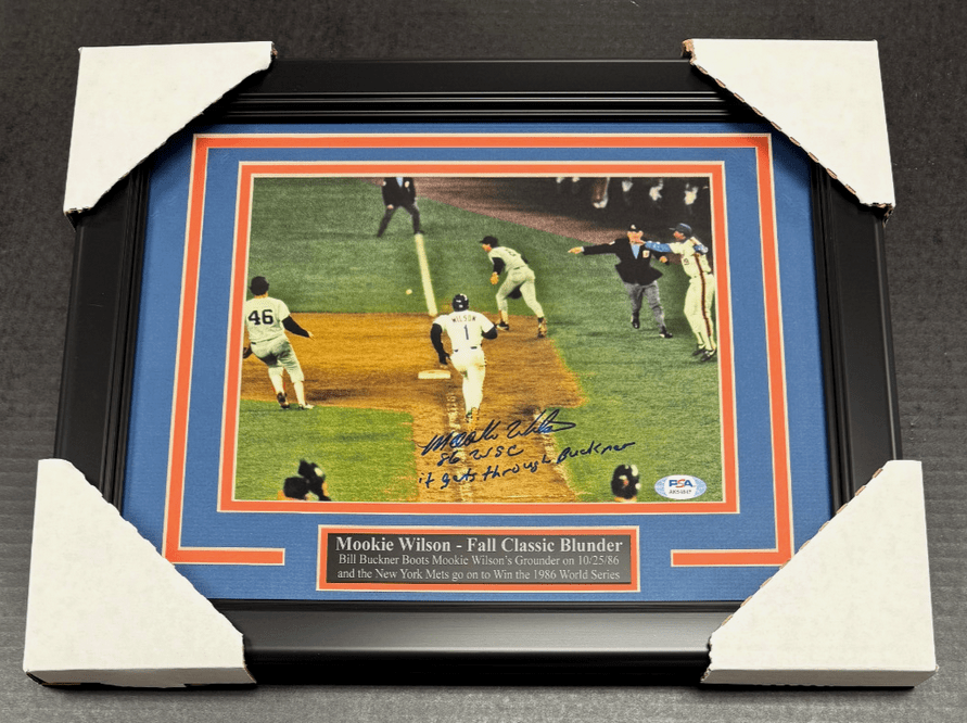 Mookie Wilson Autographed 8x10 World Series Photo Framed with Buckner