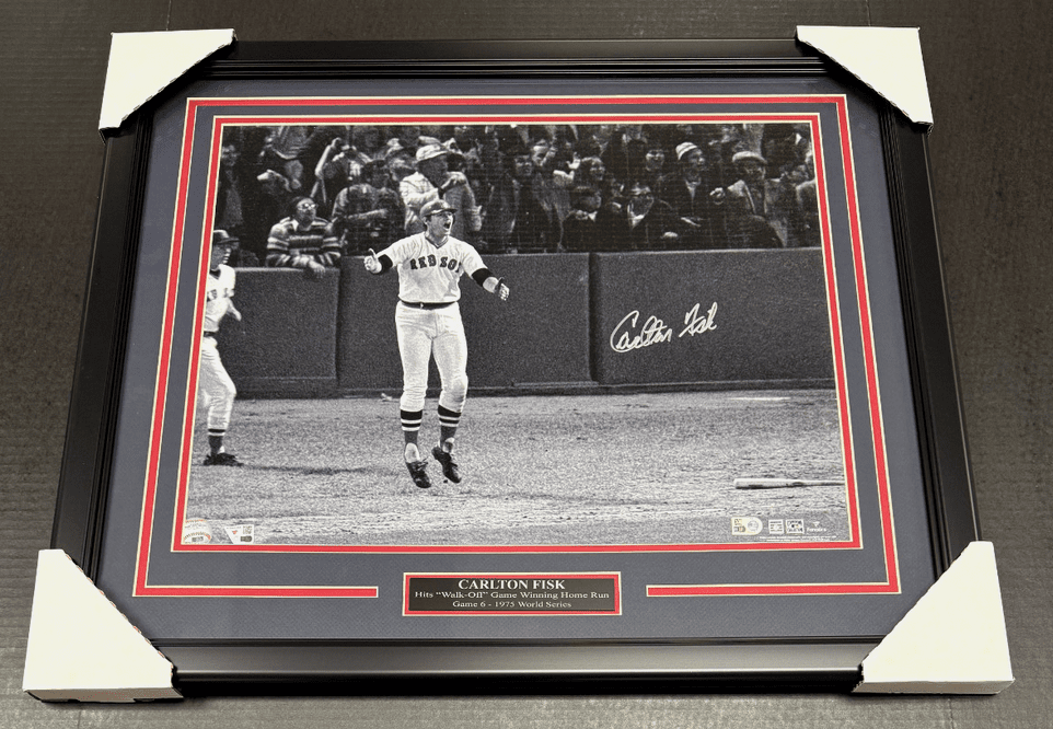 Carlton Fisk Walk Off Home Run Autographed 16x20 Photo Framed