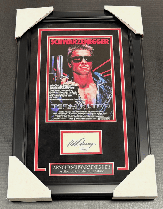 Arnold Schwarzenegger the Terminator Autographed Cut Framed 8x10 Photo JSA COA