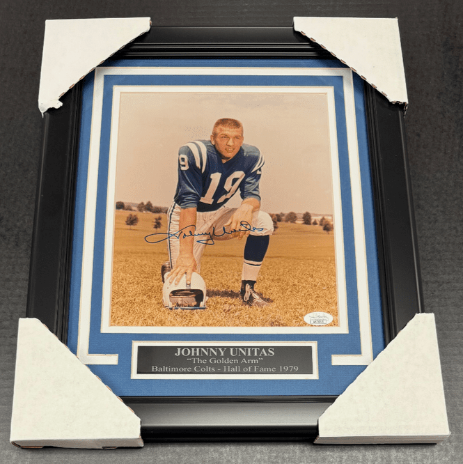 Johnny Unitas Baltimore Colts Autographed Framed 8x10 Photo JSA COA