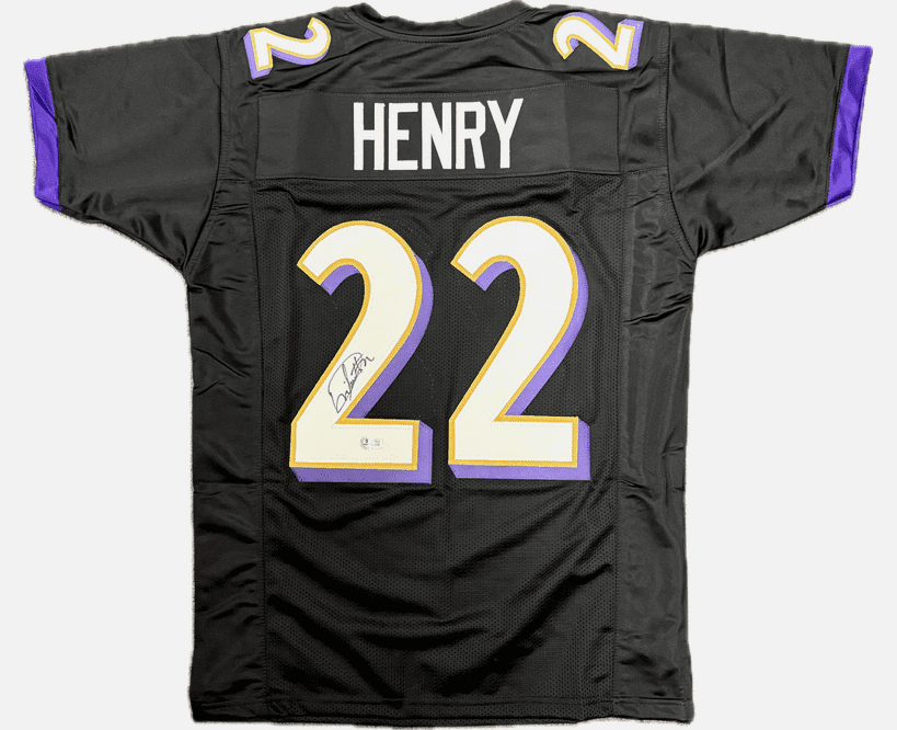 Derrick Henry Baltimore Ravens Autographed Black Custom Jersey Beckett BAS