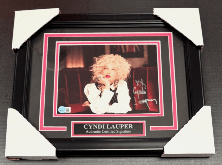 Cyndi Lauper Autographed 8x10 Photo Framed BAS Beckett Holo