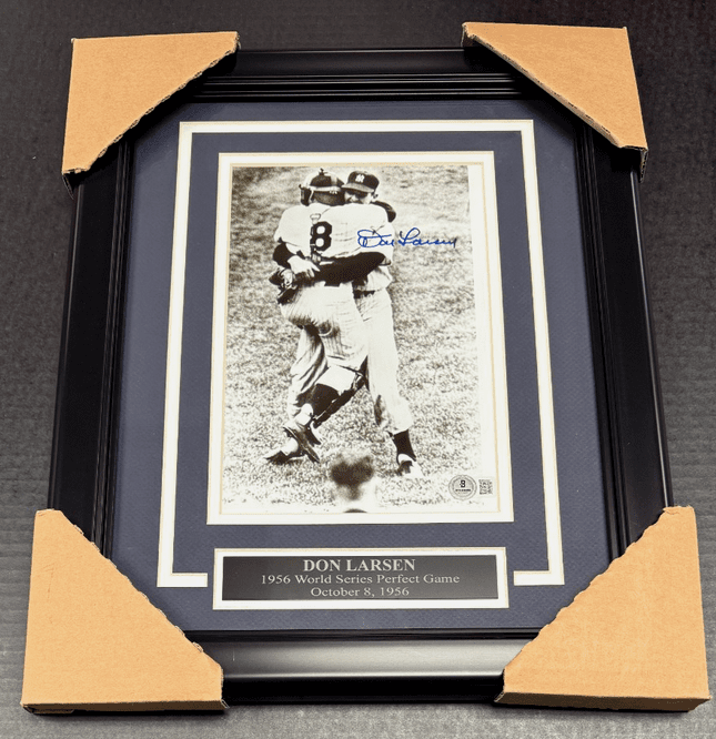 Don Larsen Autographed 1956 World Series Yankees Framed 8x10 BAS