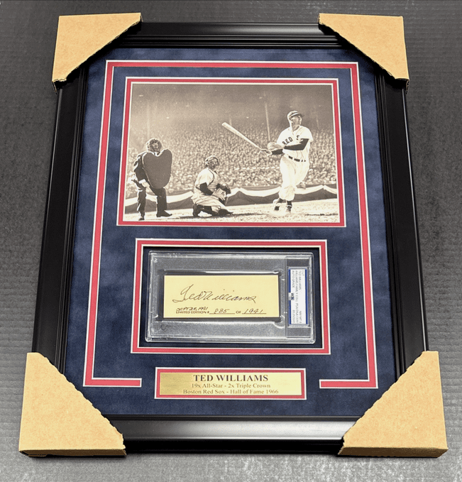 Ted Williams Boston Red Sox Autographed Authentic PSA 8 SLAB Framed 8x10 Photo