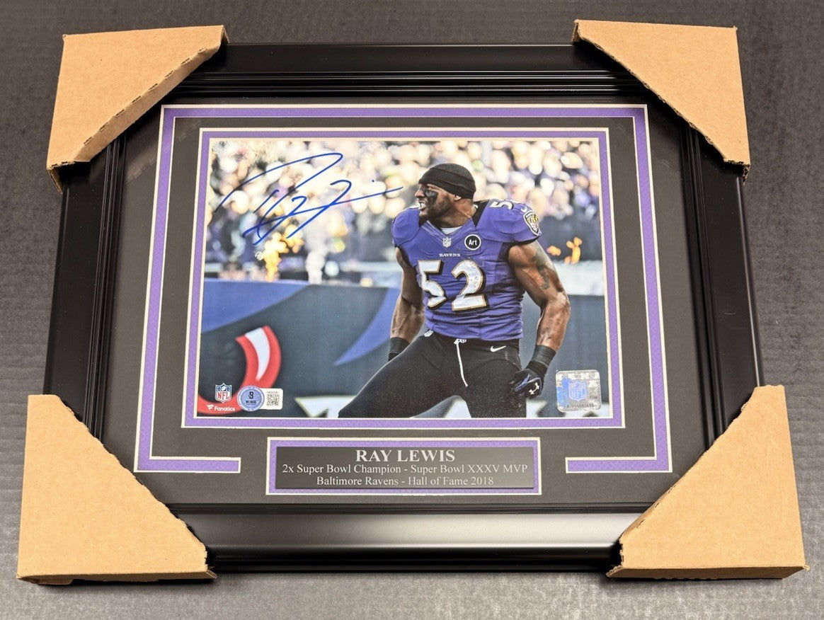 Ray Lewis Autographed Baltimore Ravens Framed 8x10 Photo