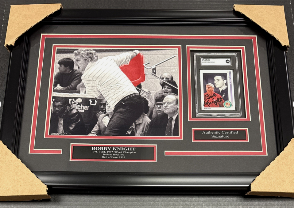 Bobby Knight Autographed SGC Authentic Framed 8x10 Photo Throwing Chair