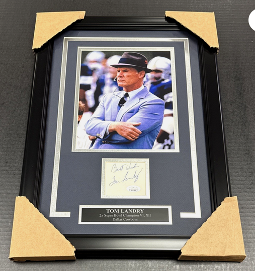 Tom Landry Dallas Cowboys Autographed Cut with 8x10 Framed Photo