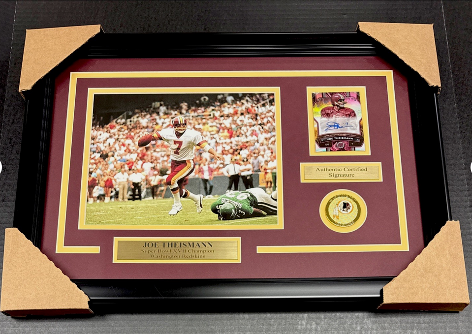 Joe Theismann Autographed Framed 8x10 Photo Washington Redskins