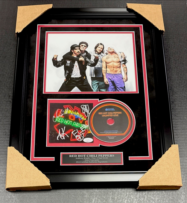Red Hot Chili Peppers Anthony Kiedis Flea Autographed CD Framed 8x10 Photo