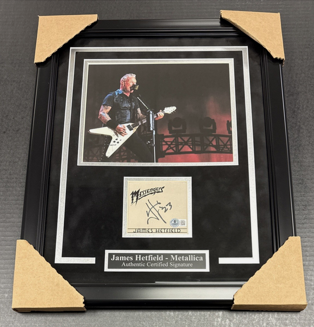 James Hetfield Autographed Cut Framed with 8x10 Photo Metallica