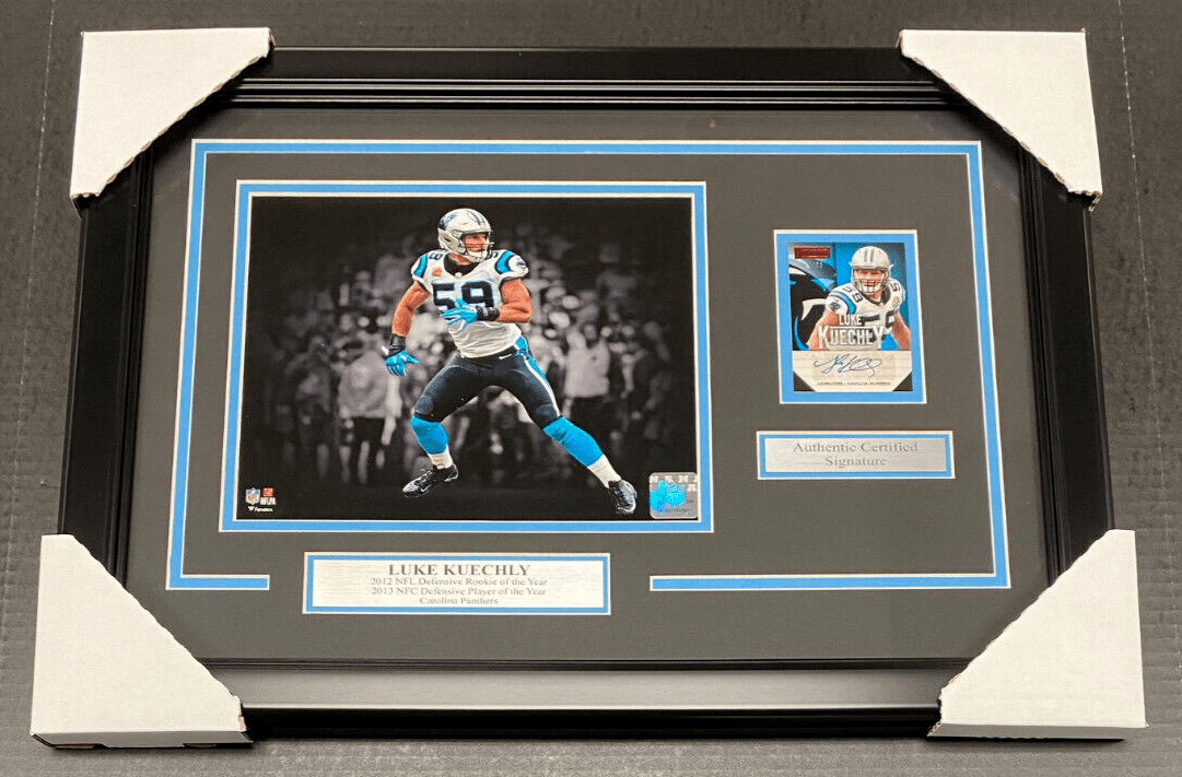 Luke Kuechly Carolina Panthers Autographed Card with 8x10 Photo Framed