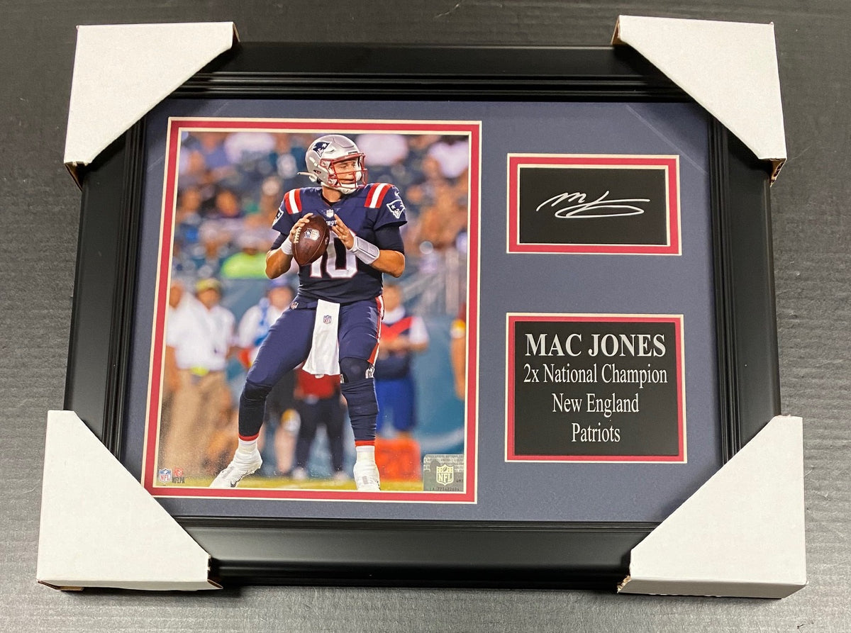 Mac Jones New England Patriots Facsimile Autograph Framed 8x10 Photo