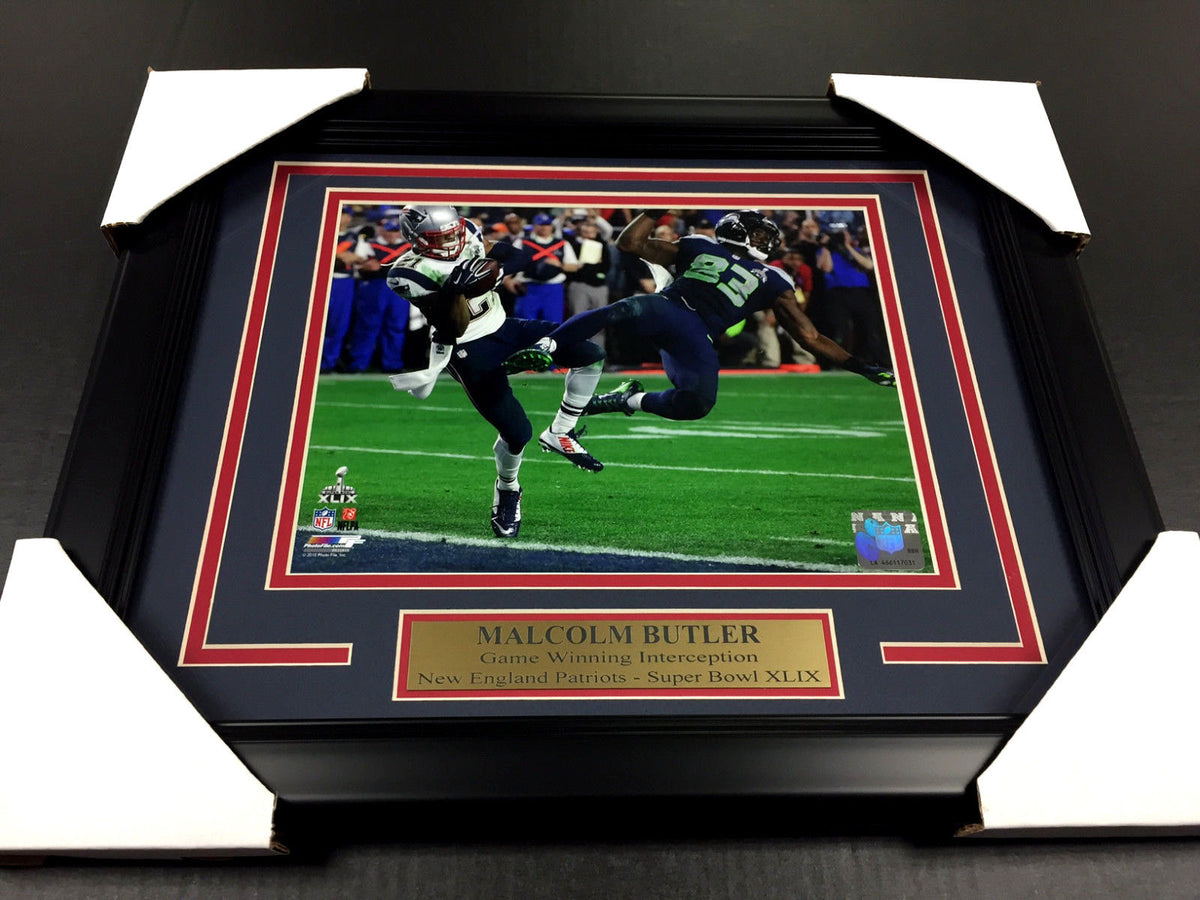 Malcolm Butler Super Bowl XLIX Game Winning Interception Patriots 8x10 Photo Framed