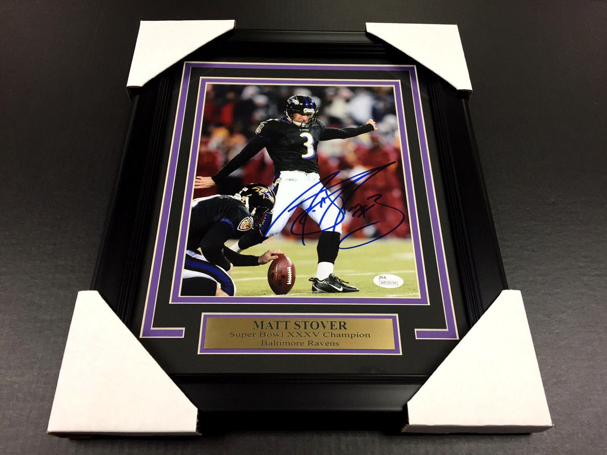Matt Stover SBXXXV Champ Autographed 8x10 Baltimore Ravens Framed Photo JSA COA