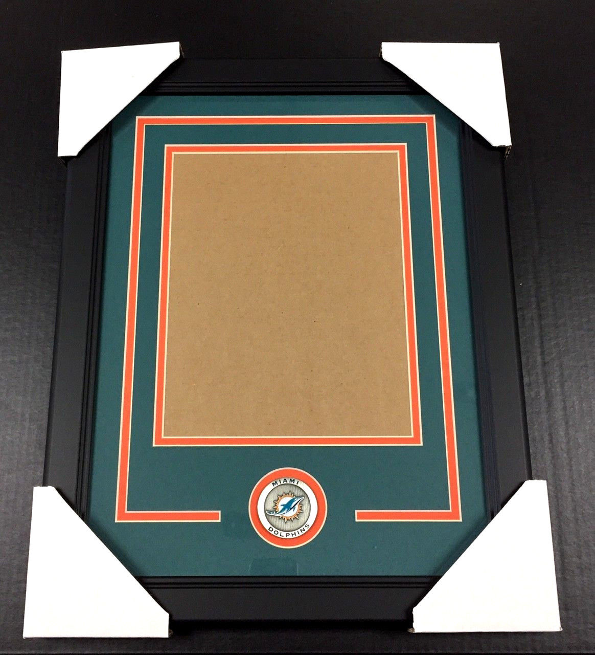 Miami Dolphins Medallion Frame Kit 8x10 Photo Double Mat Vertical