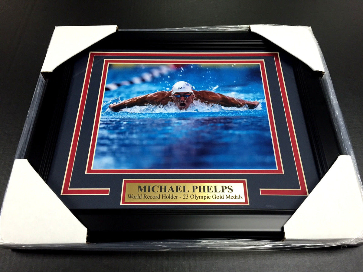 Michael Phelps Olympic 23 Gold Medals Record Framed 8x10 Photo USA