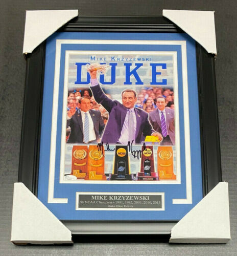 Mike Krzyzewski Autographed 8x10 Framed Photo Duke Blue Devils JSA COA