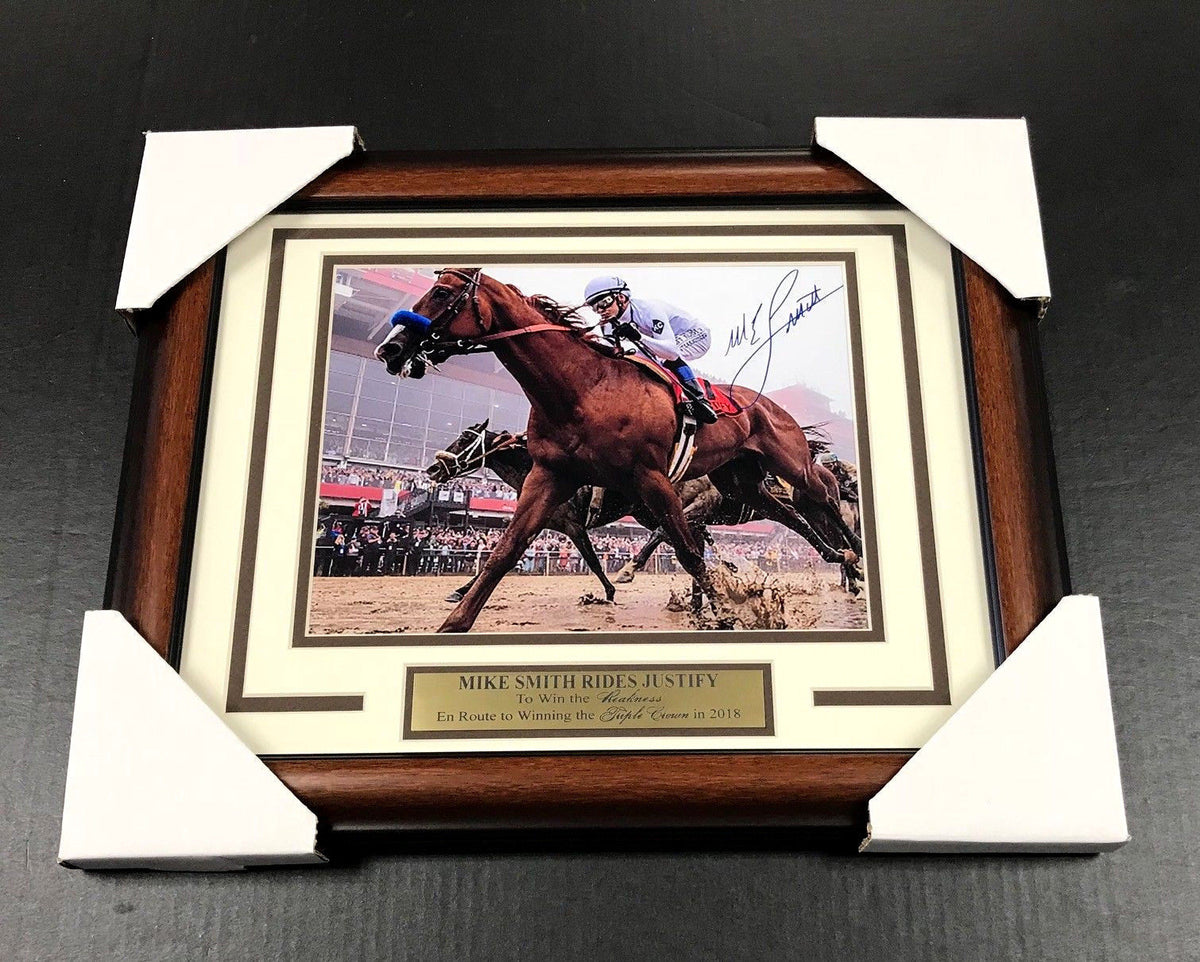 Mike Smith Autographed Justify PREAKNESS Framed 8x10 Photo