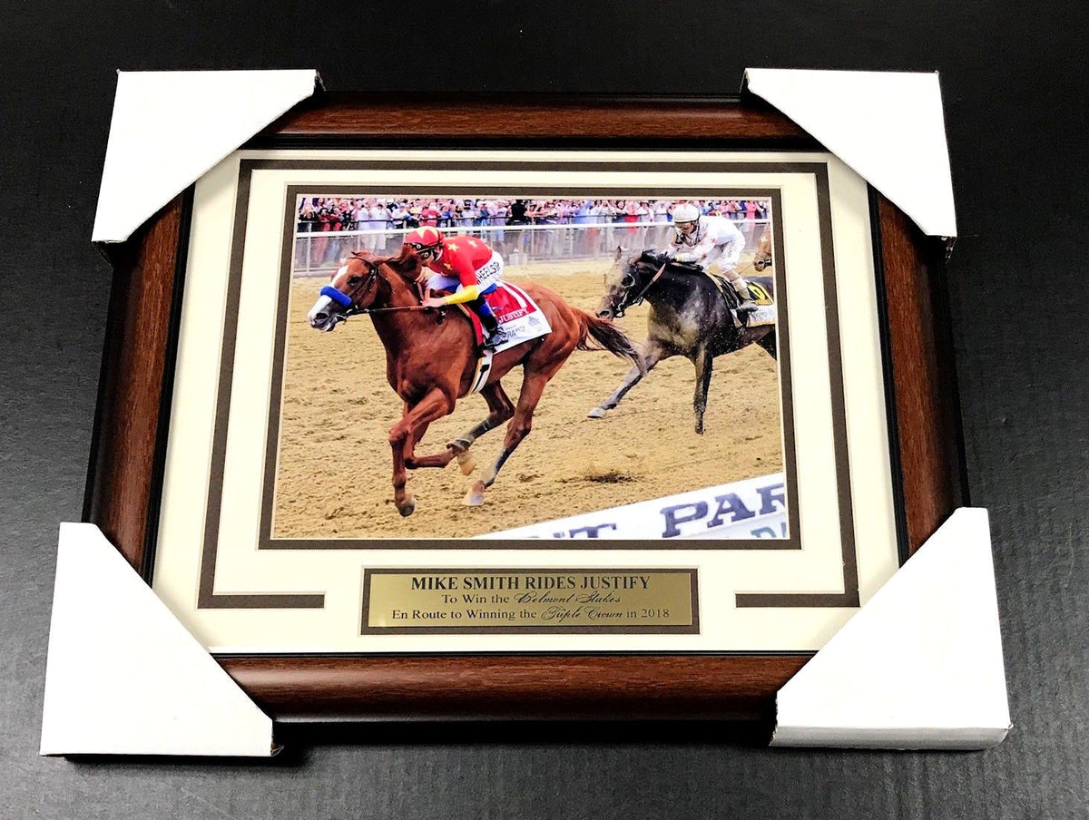 Mike Smith Justify Belmont Stakes Framed 8x10 Photo 2018 Triple Crown