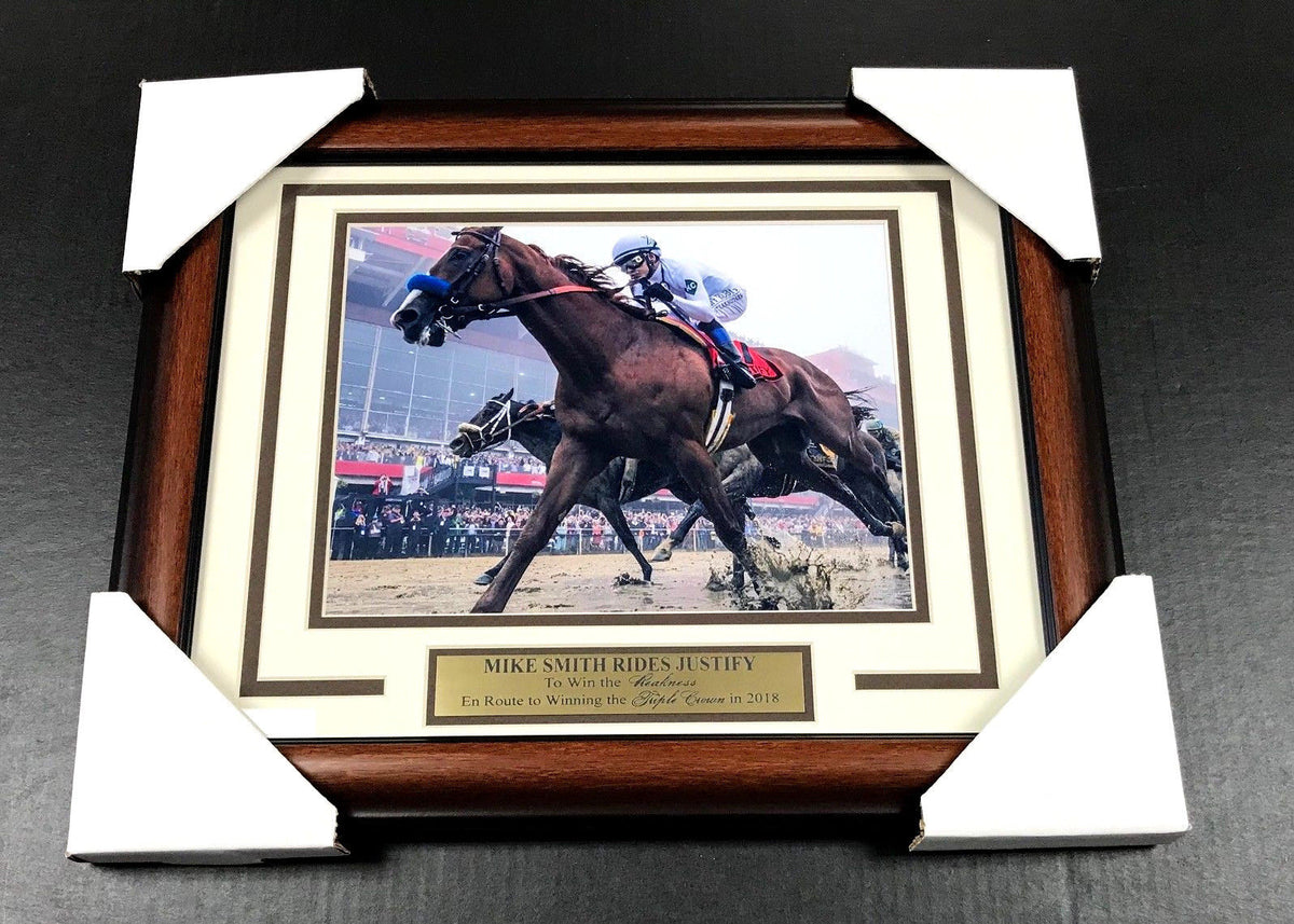 Mike Smith Justify PREAKNESS Framed 8x10 Steiner Photo 2018 Triple Crown