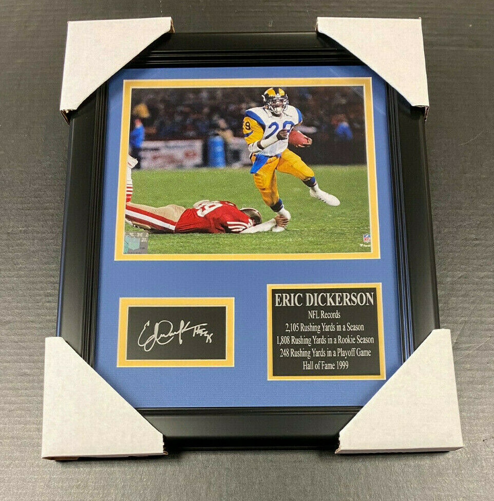 Eric Dickerson Rams Laser Engraved Autograph Plate Framed 8x10 Photo