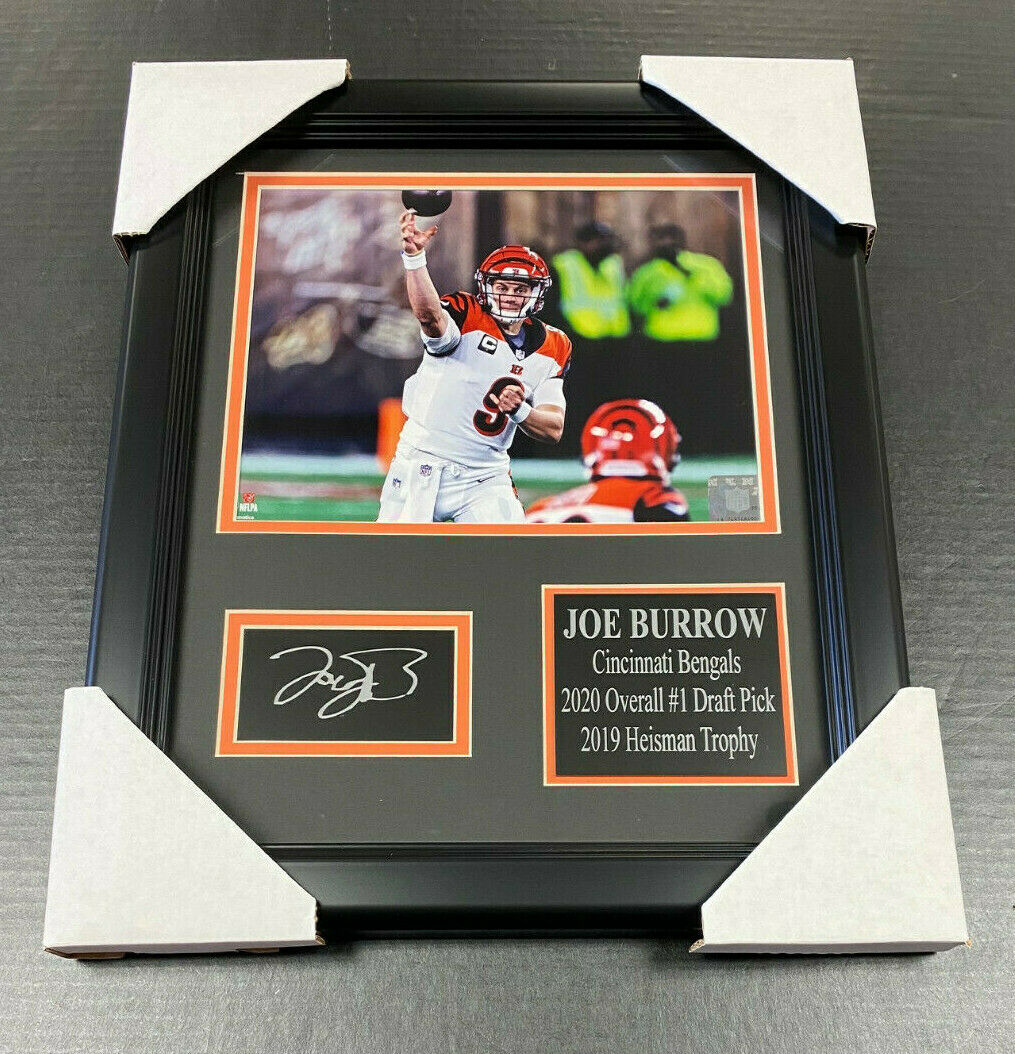 Joe Burrow Bengals Laser Engraved Autograph Reprint Plate Framed 8x10 Photo