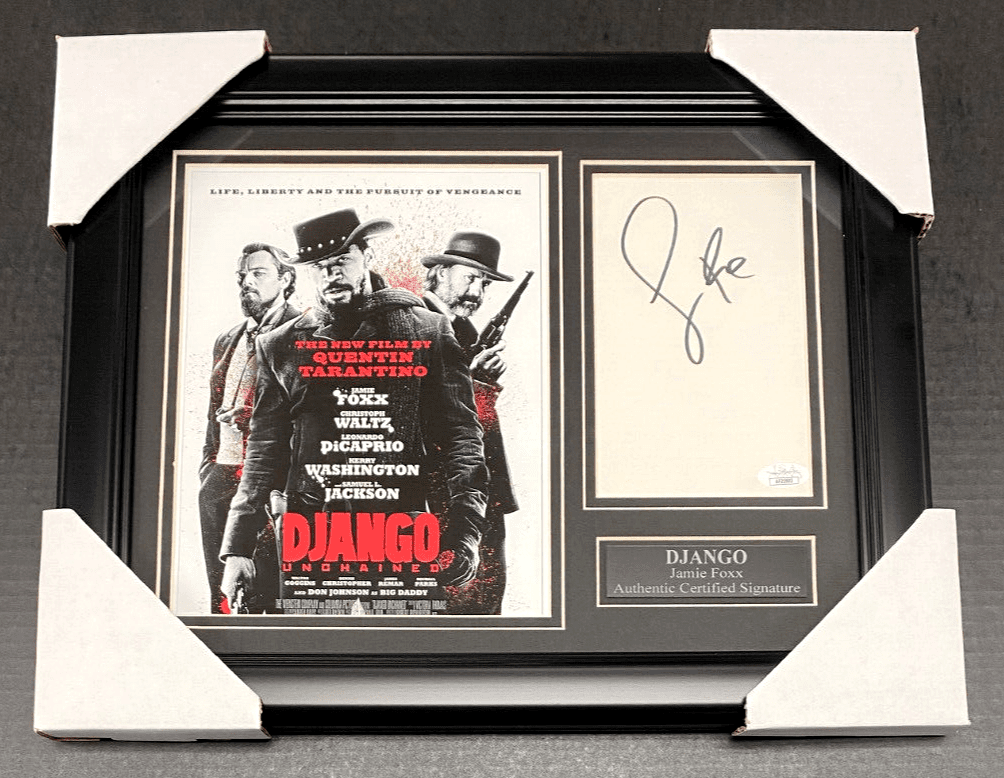 Jamie Foxx Django Book Cut Autographed Framed with 8x10 Photo