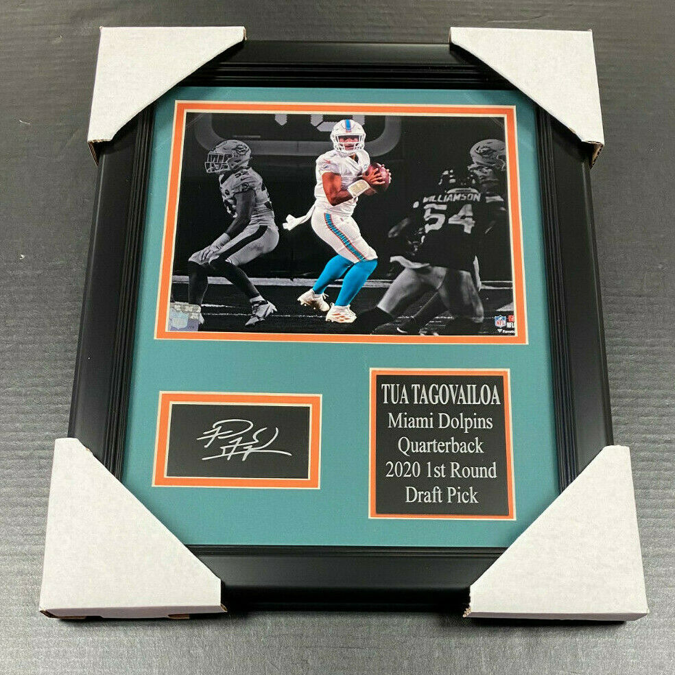 Tua Tagovailoa Dolphins Laser Engraved Autographed RP Plate Framed 8x10 Photo