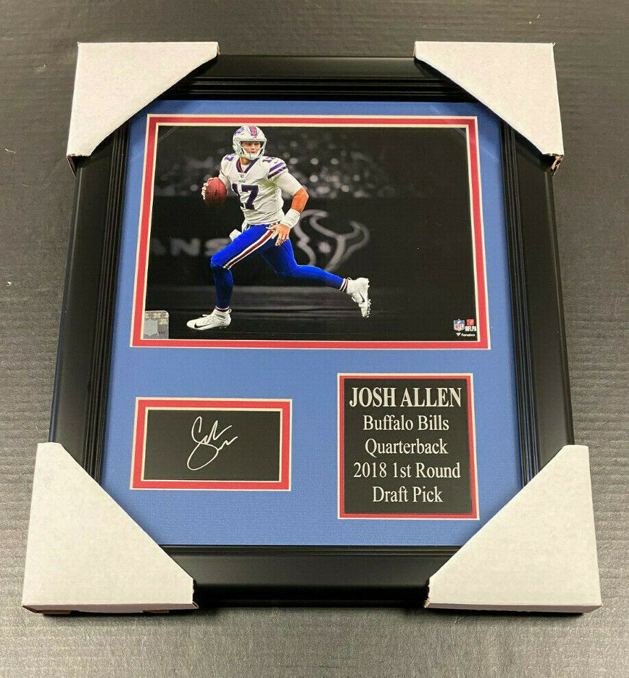 Josh Allen Buffalo Bills Laser Engraved Autograph Reprint Plate Framed 8x10 Photo
