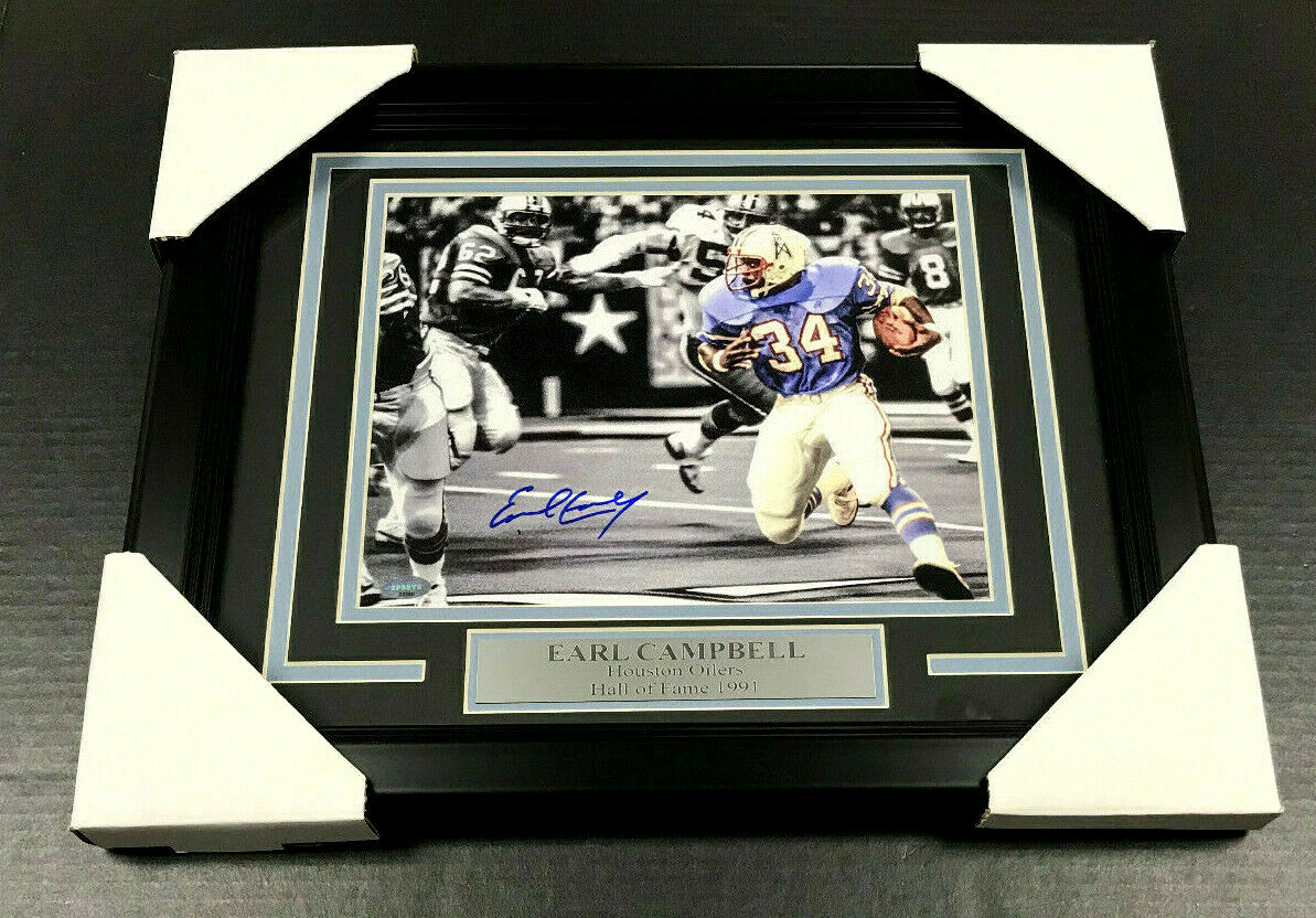 Earl Campbell Houston Oilers Autographed Framed 8x10 Photo