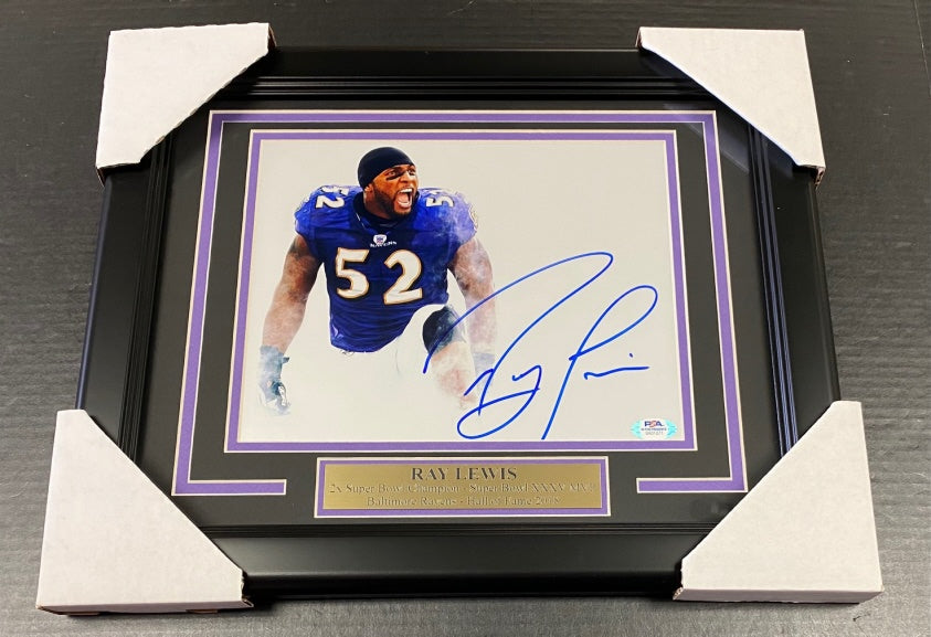 Ray Lewis Signed Autographed 8x10 Photo Baltimore Ravens Framed