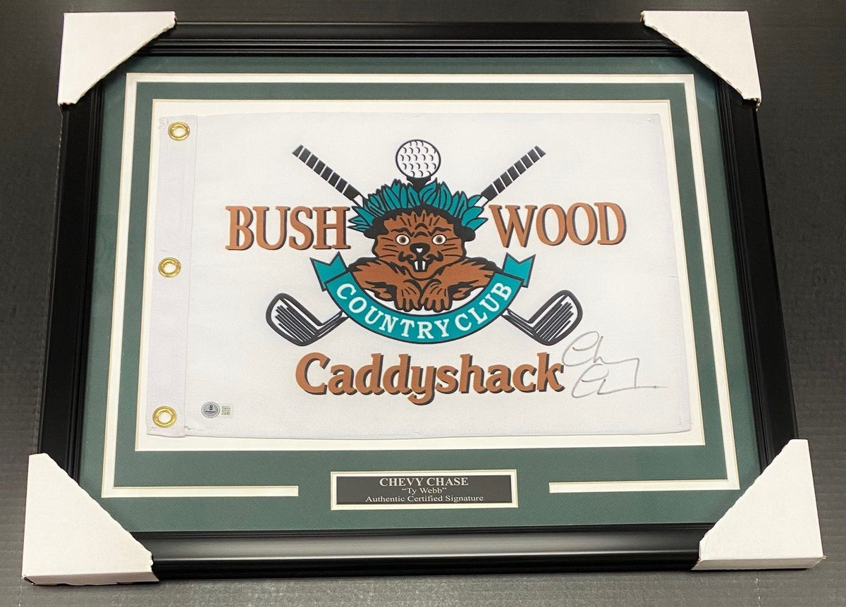 Chevy Chase Ty Webb Bushwood Autographed Caddyshack Golf Flag Framed