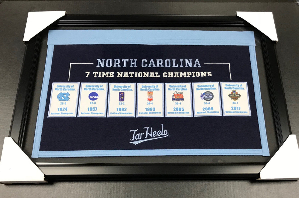 North Carolina Tar Heels 7X NCAA Champions Framed Wool Banner